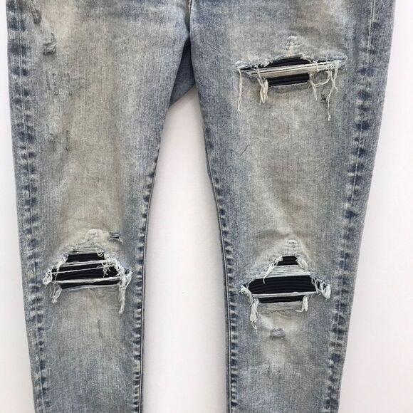AMIRI Blue Skinny Distressed Jeans - Picture 8 of 16